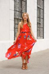 Red Floral Maxi