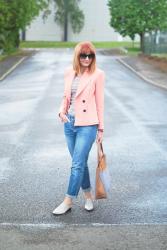 Blazer and Jeans: A Peach Double Breasted Blazer and Boyfriend Jeans + the #iwillwearwhatilike Link Up