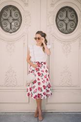 Floral Tea Length Skirt