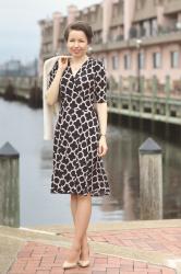 karina classic  | black and taupe clover midi dress