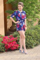 Floral Romper with matching tassel earrings…