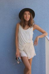 White Summer Tank Top and Shorts 