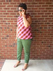 OOTD:  J. Crew Bow-Shoulder Top in Oversized Gingham 