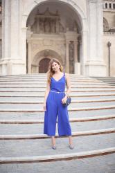 BLUE JUMPSUIT AND CHANEL BAG