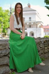 green maxi skirt