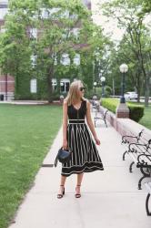 Black and White Reversible Knit Midi Dress