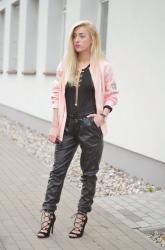 TOTAL BLACK + PINK BOMBER JACKET