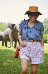 Safari Style With Retro Shorts and Bow Blouse