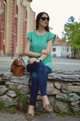 pastel green blouse with valance
