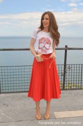 FALDA MIDI PLISADA Y CAMISETA DIOR