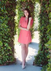 coral wrap dress