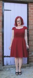 Red crepe sweetheart dress