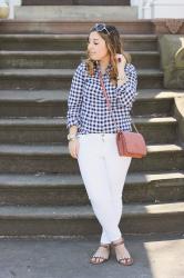 Gingham + White Jeans 