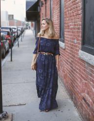 Navy Off-The-Shoulder Maxi
