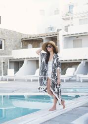 Black & White Striped Swimsuit in Mykonos