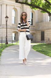 wide leg pants and stripes