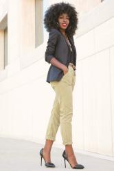 Blazer + Tank + High Waist Khakis