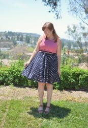 Thrifted Red Striped Tank Top + Polka Dot Skirt