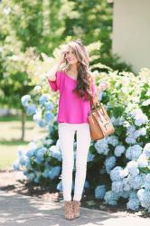 Hot Pink Cold Shoulder Top (for $38!)