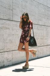 Maroon floral playsuit