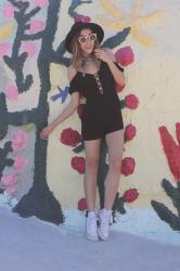 Boho Black Romper Style at Salvation Mountain