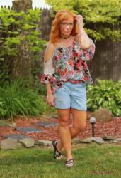 Floral Off The Shoulder Top & Boyfriend Shorts: UPS Jail