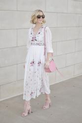 Lace Up Floral Maxi Dress