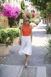 Tie Neck Halter Crop Top and Pleated Culottes