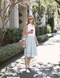 Mint Eyelet Midi Skirt