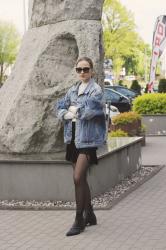 Fringe skirt and denim jacket