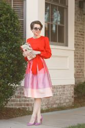 lollipop color-block midi skirt