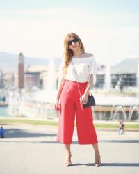 PANTALÓN CULOTTE + BLUSA BARDOT