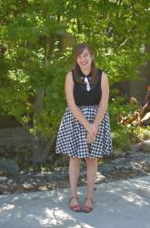 Black Collared Top + Gingham Skirt