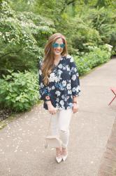 Laceup Floral Blouse