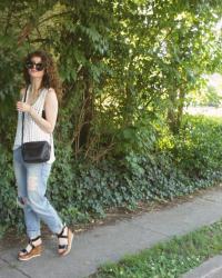 outfit: open knit tank