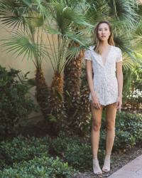White Lace Romper for a Hot Summer