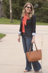 Coral Bow Tie Blouse