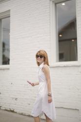 WHITE EYELET BACK DRESS