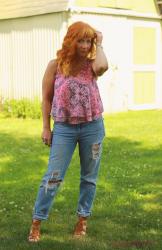 Pink Flounce Tank Top & Distressed Denim: Style Week Pittsburgh Style Awards
