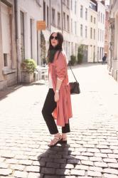 Outfit: professional in Tevas and high neck Object blouse