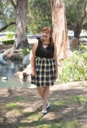 Buffalo Exchange Top + Plaid Skirt