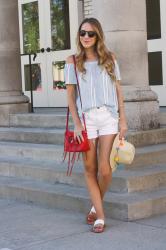 4th of July Style: Off the Shoulder Stripe Top