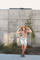 Fourth of July Outfit with Frayed Denim Skirt