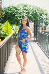 Palm Print Cutout Dress