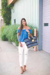 Chambray Off the Shoulder Top
