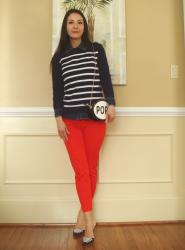 Classic Stripes and a "Pop" of Red