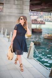 Eyelet Flare Shirtdress