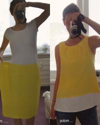 recycling / refashion: yellow top from pencil skirt