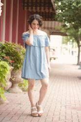 Chambray Off The Shoulder Dress