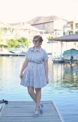 Gingham Shirt Dress + BAIT Blue Wedges